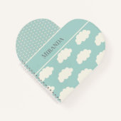 Clouds Polka Dots Green Jouw naam Pastel Notitieboek (Voorkant)
