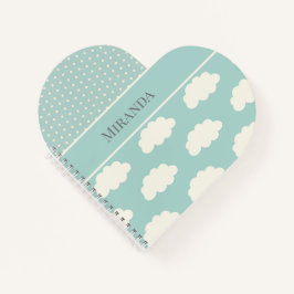 Clouds Polka Dots Green Jouw naam Pastel Notitieboek