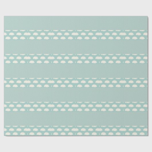 Clouds Polka Dots Green Stripe Cadeaupapier (Vlak)