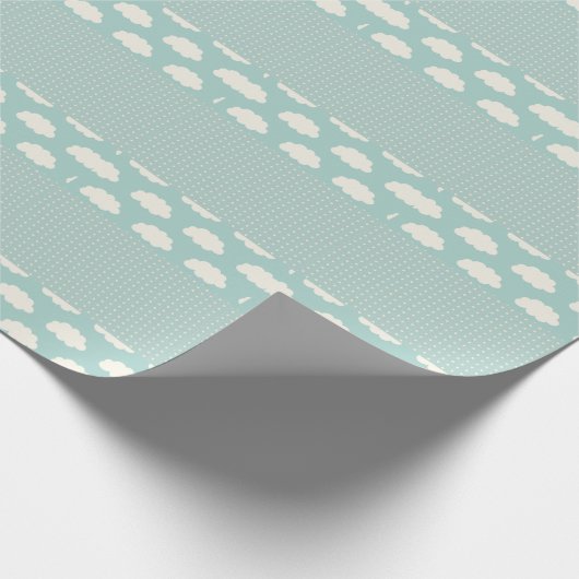 Clouds Polka Dots Green Stripe Cadeaupapier (Hoek)