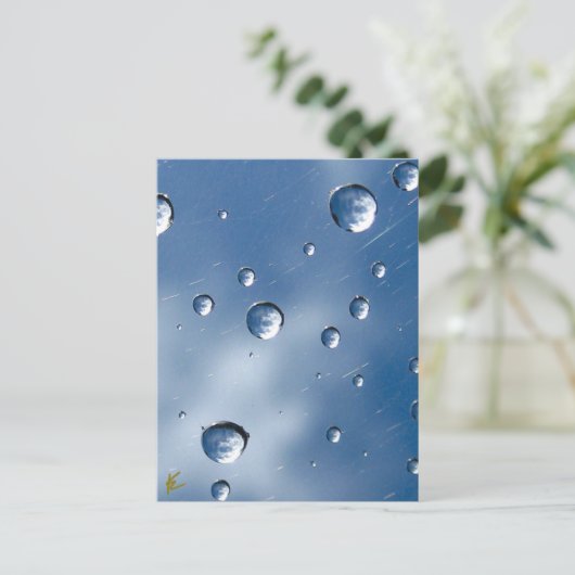 Clouds Reflected in Dew Drops Against Blue Sky Briefkaart (Staand voorkant)