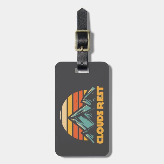 Clouds Rest Mountain Yosemite Retro Turquoise Bagagelabel (Voorkant verticaal)