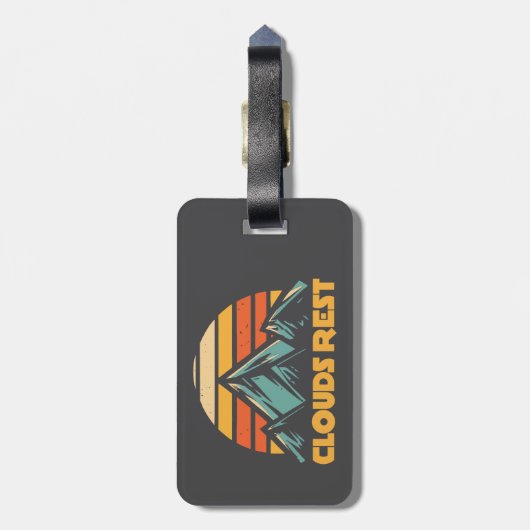 Clouds Rest Mountain Yosemite Retro Turquoise Bagagelabel (Achterkant verticaal)