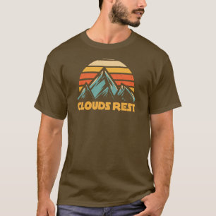Clouds Rest Mountain Yosemite Retro Turquoise T-shirt