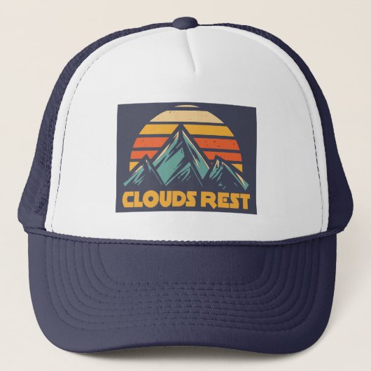 Clouds Rest Mountain Yosemite Retro Turquoise Trucker Pet (Voorkant)