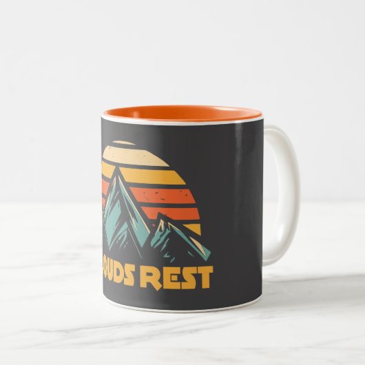Clouds Rest Mountain Yosemite Retro Turquoise Tweekleurige Koffiemok (Voorkant rechts)