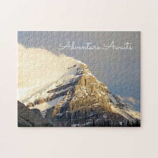 Clouds Roll off Snowy Mountain in Canada Legpuzzel (Horizontaal)