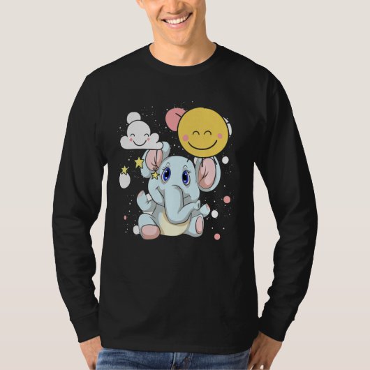 Clouds Safari Africa Zoo Animal Cute Baby Elepha T-shirt (Voorkant)