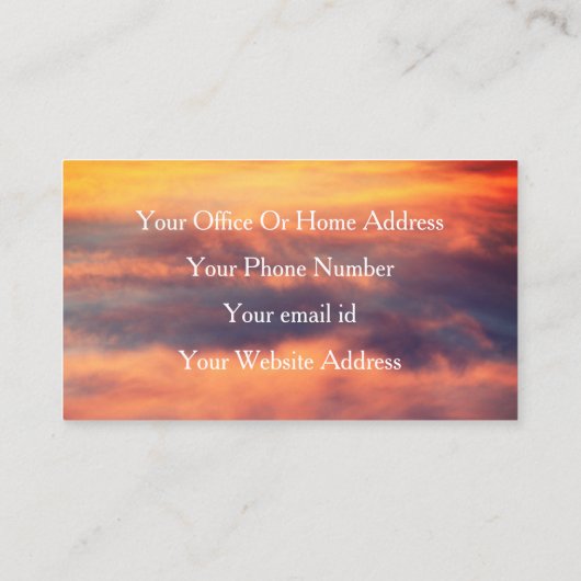 Clouds Sky Artistic Tropical Sunset Spa Salon Visitekaartje (Achterkant)