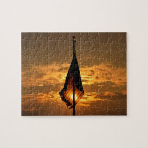 Clouds, Sky en Flag op Sunset - 8x10 - 110 pcs. Legpuzzel
