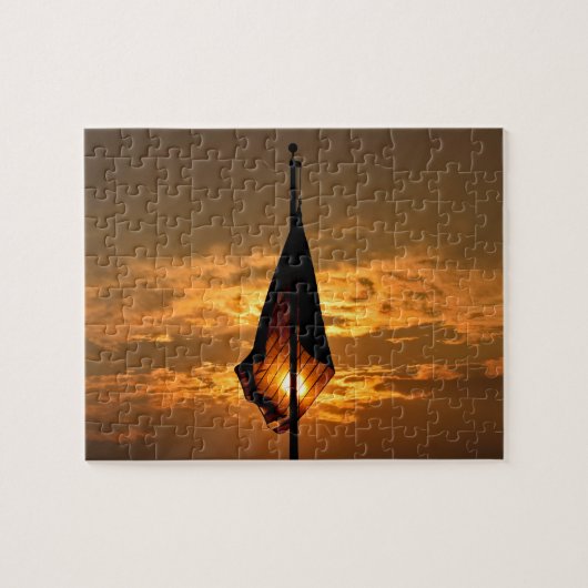 Clouds, Sky en Flag op Sunset - 8x10 - 110 pcs. Legpuzzel (Horizontaal)