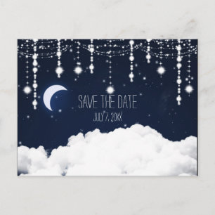 Clouds Starry Sky Celestial Save the Date Briefkaa Aankondigingskaart