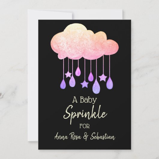 ** Clouds Stars Rain Drops Sprinkle Invitation Kaart (Voorkant)