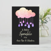 ** Clouds Stars Rain Drops Sprinkle Invitation Kaart (Staand voorkant)