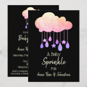 ** Clouds Stars Rain Drops Sprinkle Invitation Kaart (Voorkant / Achterkant)