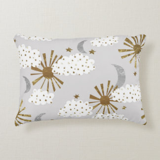 Clouds, sun, and moon, minimalistic pattern. accent kussen