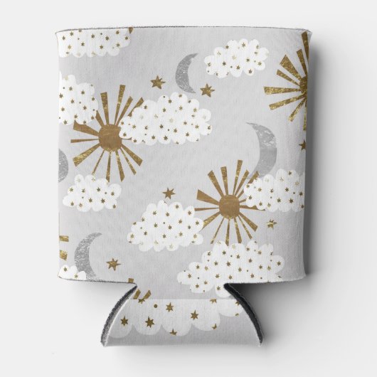 Clouds, sun, and moon, minimalistic pattern. blikjeskoeler (Voorkant)