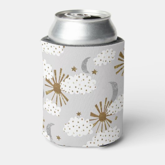 Clouds, sun, and moon, minimalistic pattern. blikjeskoeler (Blikje Achterkant)