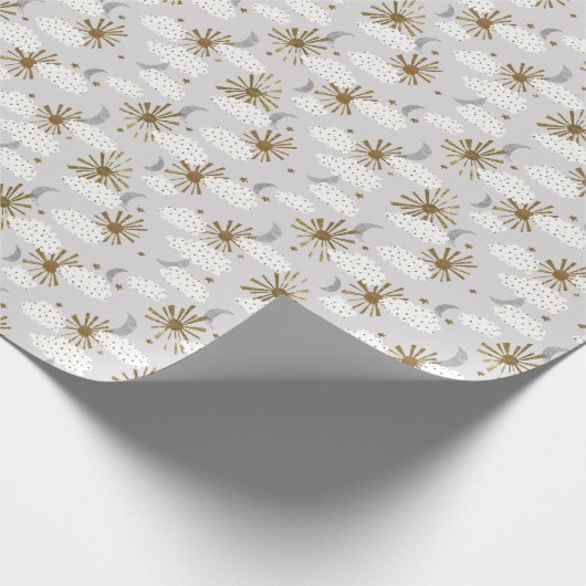 Clouds, sun, and moon, minimalistic pattern. cadeaupapier (Hoek)