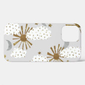 Clouds, sun, and moon, minimalistic pattern. Case-Mate iPhone case (Achterkant (horizontaal))