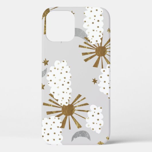 Clouds, sun, and moon, minimalistic pattern. Case-Mate iPhone case (Achterkant)