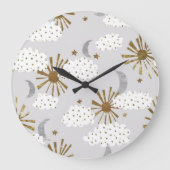 Clouds, sun, and moon, minimalistic pattern. grote klok (Voorkant)