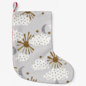 Clouds, sun, and moon, minimalistic pattern. kleine kerstsok (Voorkant)