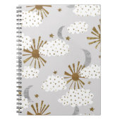 Clouds, sun, and moon, minimalistic pattern. notitieboek (Voorkant)