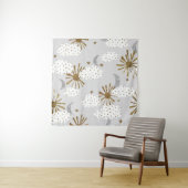 Clouds, sun, and moon, minimalistic pattern. wandkleed (In situ)