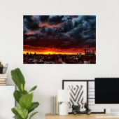 Clouds, Sunset and Red Poster (Thuiskantoor)