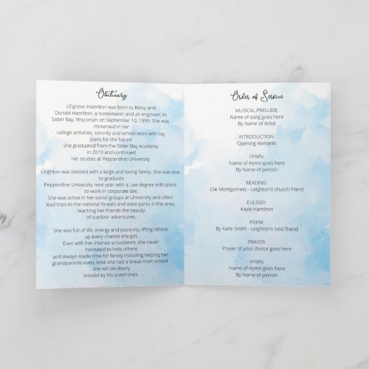 Clouds Uitvaart overlijdensvolgorde Programma (Binnen)