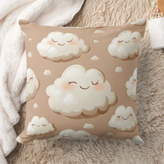 Clouds with Tan and Brown Double Sided Kussen (Deken)