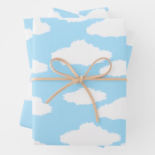 Clouds Wrapping Paper with Blue Background (In situ)