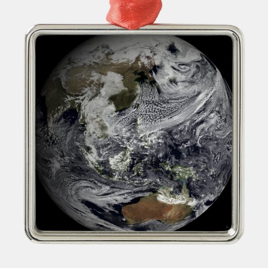 Cloudsimulatie van de volledige Aarde Metalen Ornament (Voorkant)