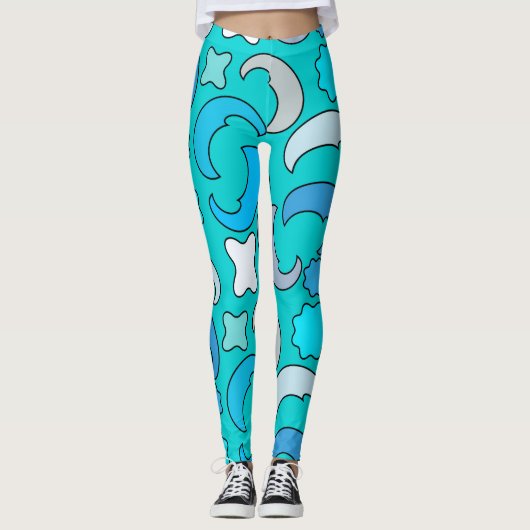 Cloudy Blue Moon Leggings (Voorkant)