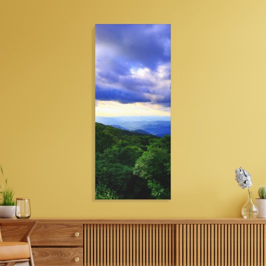 Cloudy Blue Ridge Mountains Canvas Afdruk (Insitu (Woonkamer))