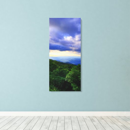 Cloudy Blue Ridge Mountains Canvas Afdruk (Insitu (Houten vloer))