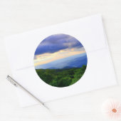 Cloudy Blue Ridge Mountains Ronde Sticker (Envelop)