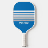 Cloudy Blue Sky Across Striping with Name Pickleball Paddle (Voorkant)