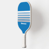 Cloudy Blue Sky Across Striping with Name Pickleball Paddle (Links)