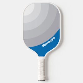 Cloudy Blue Sky Circle Stripe with Name Pickleball Paddle