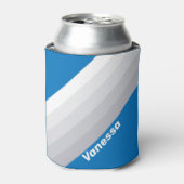 Cloudy Blue Sky Stripes with Name Blikjeskoeler (Blikje Voorkant)