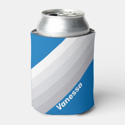 Cloudy Blue Sky Stripes with Name Blikjeskoeler (Blikje Voorkant)