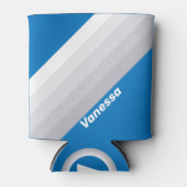 Cloudy Blue Sky Stripes with Name Blikjeskoeler (Voorkant)