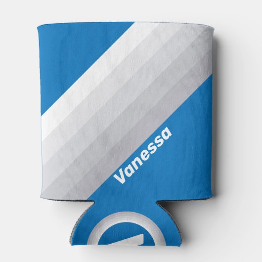 Cloudy Blue Sky Stripes with Name Blikjeskoeler (Achterkant)