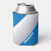 Cloudy Blue Sky Stripes with Name Blikjeskoeler (Blikje Achterkant)