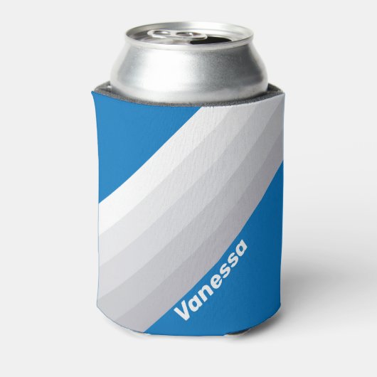 Cloudy Blue Sky Stripes with Name Blikjeskoeler (Blikje Achterkant)