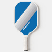 Cloudy Blue Sky Stripes with Name Pickleball Paddle (Achterkant)