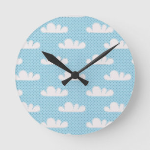Cloudy Clouds Blue Dotty Sky Ronde Klok
