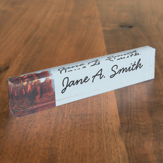 Cloudy Coffee Pot Rock in Sedona Arizona Naambordje (Zijkant)